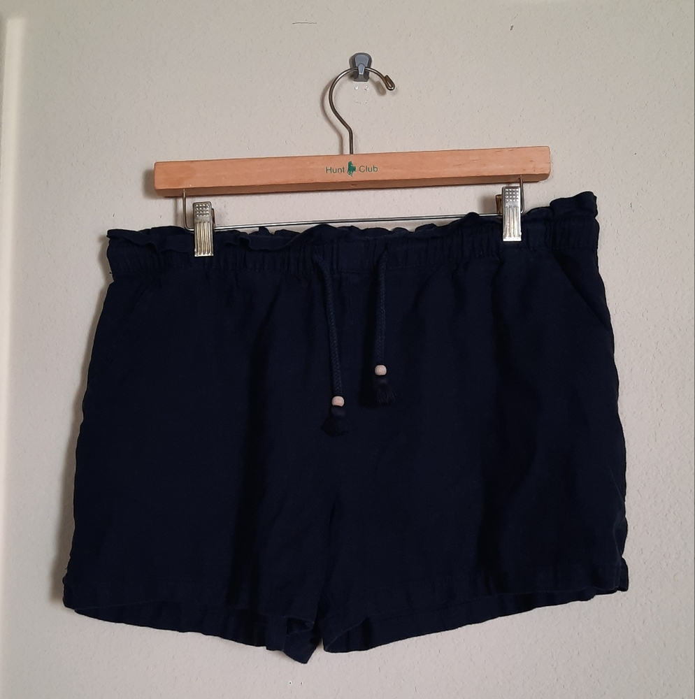 Hang Ten Black Linen Blend Beach Women's Shorts Coastal Casual